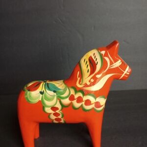 Vtg Dala Horse Nils Olsson 6.5" Tall Swedish Folk Art Wood Carving See Descr